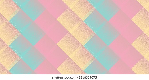 Halftone dot rhombus shapes vector geometric seamless pattern. Pointillism texture background design. Continuous halftone dots ornament. Simple decorative shred swatch. Digital wrap geometry.