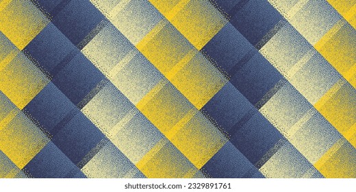 Halftone dot rhombus shapes vector geometric seamless pattern. Pointillism texture background design. Halftone dots gradient ornament. Ornate mosaic flock swatch. Trendy flat optical illusion.