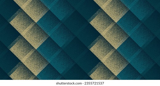 Halftone dot rhombus shapes vector geometric seamless pattern. Pointillism texture background design. Square grid diagonal stripes. Ornate mosaic flock swatch. Trendy flat optical illusion.