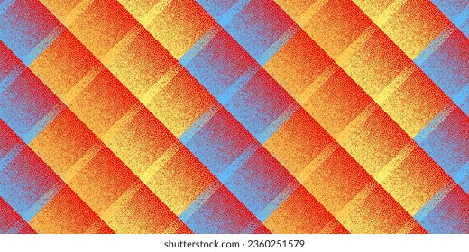 Halftone dot rhombus shapes vector geometric seamless pattern. Pointillism texture background design. Halftone dots gradient ornament. Creative wrapping paper. Stylish cube tracery.