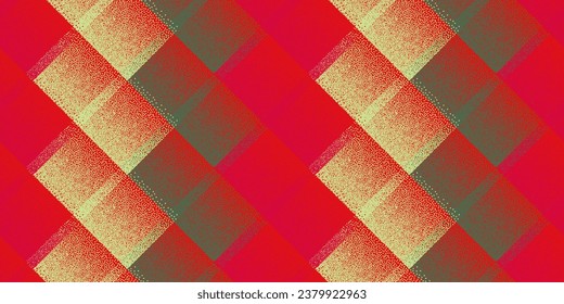 Halftone dot rhombus shapes vector geometric seamless pattern. Points grain texture background design. Square grid tile wallpaper. Modern fabric print. Overlapping wisp elements.