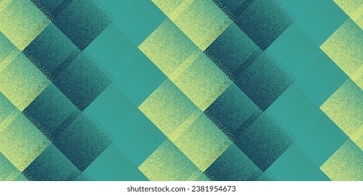 Halftone dot rhombus shapes vector geometric seamless pattern. Points grain texture background design. Continuous halftone dots ornament. Bauhaus mosaic flock swatch. Minimal cloth repetitive print