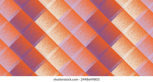 Formas de rombo de punto de semitono Vector patrón geométrico sin fisuras. Diseño de fondo de textura granulada. Cuadrado cuadriculado con líneas diagonales. Estructura de enrejado de la muestra de chatarra. Elegante tracería de cubo.