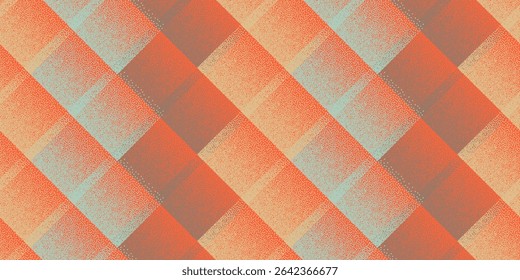 Halftone dot rhombus shapes vector geometric seamless pattern. Points grain texture background design. Square grid tile wallpaper. Vintage style fraction swatch. Contemporary geometry pattern.