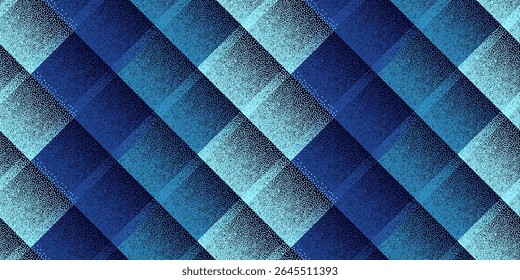 Halftone dot rhombus shapes vector geometric seamless pattern. Points grain texture background design. Square grid diagonal stripes. Lattice structure scrap swatch. Trendy flat optical illusion.