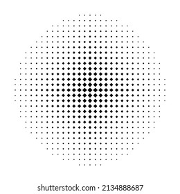 Halftone Dot. Round Faded Pattern. Black Circle Isolated On White Background. Design Comic Prints. Screentone Dots. Radial Point Fades Gradation For Overlay Effect. Ring Fading Gradient. Vector