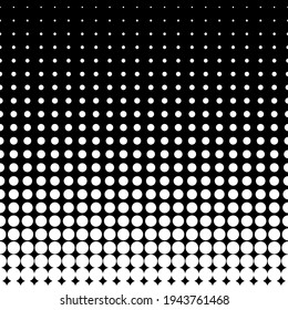 Halftone dot. Seamless pattern. Fade gradient. Background dots. Point noise texture. Overlay effect. Gradation opacity transition.  Polkadot patern. Vector.