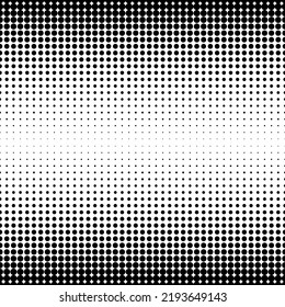 Point de demi-teinte. Motif harmonieux. Dégradé fondu. Points d'arrière-plan. Texture sonore ponctuelle. Effet superposition. Transition de l'opacité de la gradation.  Polkadot patern. Image vectorielle.
