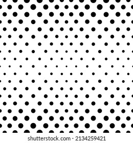 Halftone dot seamless pattern. Gradation dots. Faded black polka on white background. Fades gradient point texture for opacity effect. Fading perforation bg for design prints. Vector illustration