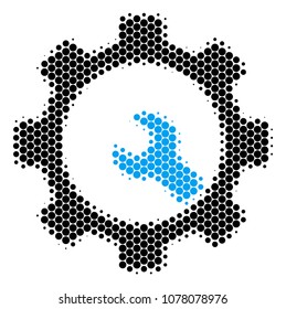 Halftone dot Service Tools icon. Pictogram on a white background. Vector pattern of service tools icon created of round pixels.
