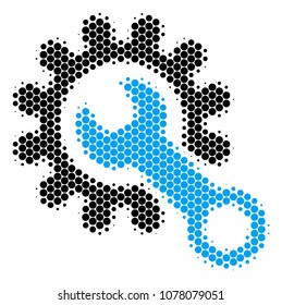 Halftone dot Service Tools icon. Pictogram on a white background. Vector concept of service tools icon organized of spheric blots.