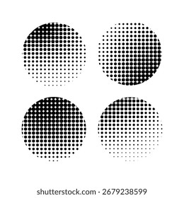 Halftone Dot Shapes, Circle design elements, Halftone gradient. Dotted gradient, smooth dots Vector format