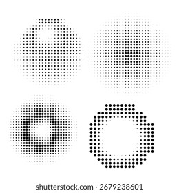 Halftone Dot Shapes, Circle design elements, Halftone gradient. Dotted gradient, smooth dots Vector format