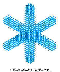 Halftone dot Snowflake icon. Pictogram on a white background. Vector composition of snowflake icon created of sphere elements.