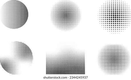 Halftone dot tone grunge effect abstract pattern texture vector graphic retro illustration.gradient geometric element art shape modern creative pop wallpaper vintage monochrome print frame
