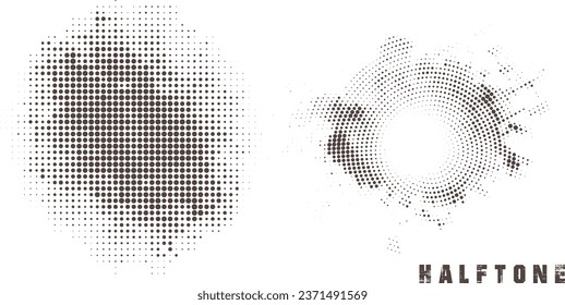 Halftone dot tone grunge effect abstract pattern texture vector graphic retro illustration.gradient geometric element art shape modern creative pop wallpaper vintage monochrome print frame