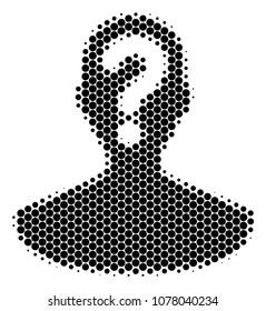 Halftone dot Unknown Person icon. Pictogram on a white background. Vector composition of unknown person icon composed of round spots.