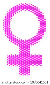 Halftone dot Venus Symbol icon. Pictogram on a white background. Vector concept of venus symbol icon designed of spheric spots.