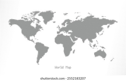Halftone Dot World Map – Abstract vector design for infographics, presentations, and data visualization. Perfect for modern, creative, and professional design projects
