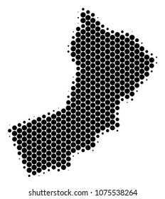 Halftone dot Yemen Map. Vector geographic map on a white background. Vector collage of Yemen Map composed of circle spots.