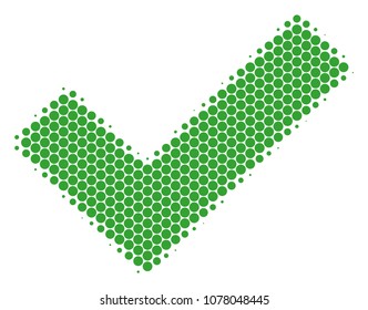 Halftone dot Yes icon. Pictogram on a white background. Vector pattern of yes icon combined of round blots.