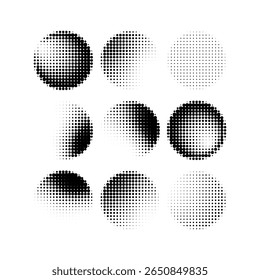 Halftone Dots Abstract Circles in Black and White