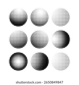 Halftone Dots Abstract Circles in Black and White