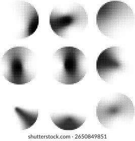 Halftone Dots Abstract Circles in Black and White