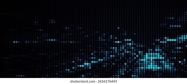 Halftone dots abstract digital technology blue light on blue background.

