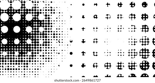 Halftone dots background. Abstract asymmetric pattern of dots