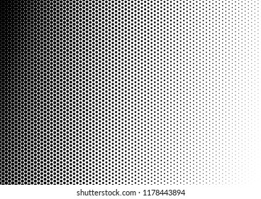 Halftone Dots Background. Distressed Black and White Backdrop. Fade Monochrome Texture. Grunge Pop-art Overlay. Vector illustration