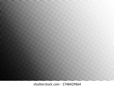 Halftone Dots Background. Fade Black and White Pattern. Pop-art Distressed Texture. Vintage Grunge Backdrop. Vector illustration