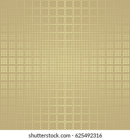 Halftone dots background. Geo, geometric seamless pattern in gold. Plaid material, checkered background. Good quality halftone dots. Abstract digital background, modern technology, vector design.