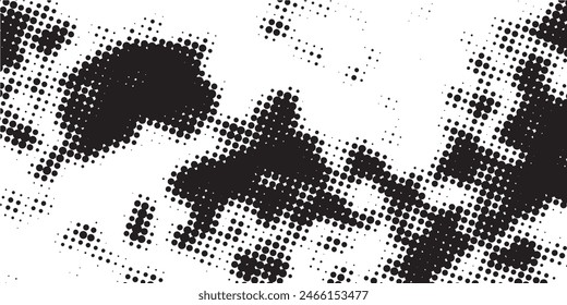 Halftone Dots Background. Grunge Distressed Overlay. Fade Abstract Pattern. Pop-art Texture. Vector illustration