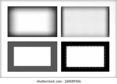 Halftone dots background set.Halftone frames vector illustration.