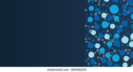 Halftone dots background. Vector dots background. Polka dot blue light on dark navy color