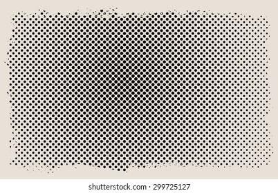 Halftone dots background.Grunge halftone frame.Vector illustration.
