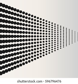 Halftone dots. Black horizontaly located dots