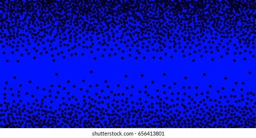 Halftone dots. Black dots on blue background. 