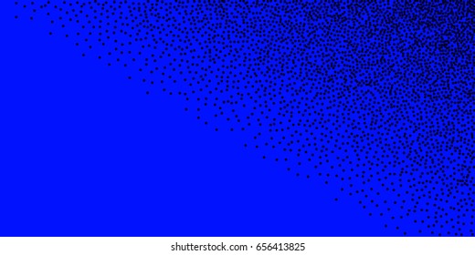 Halftone dots. Black dots on blue background. 
