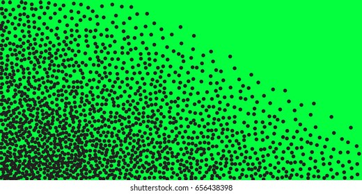 Halftone dots. Black dots on green background. 
