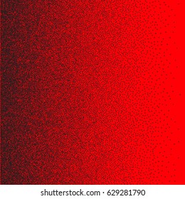 Halftone dots. Black dots on red background.