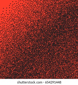 Halftone dots. Black dots on red background. 
