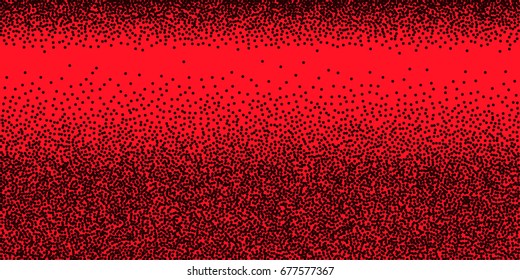 Halftone dots. Black dots on red background.