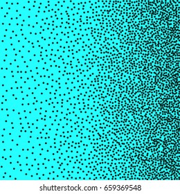 Halftone dots. Black dots on turquoise background. 