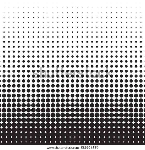 Halftone dots. Black dots on white\
background. Vector\
illustration
