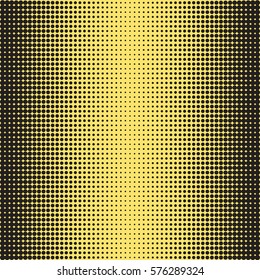 Halftone Dots. Black dots on yellow Background. Texture of  Dots. Halftone Effect. Vector. Comic book halftone background