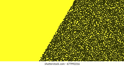 Halftone dots. Black dots on yellow background.