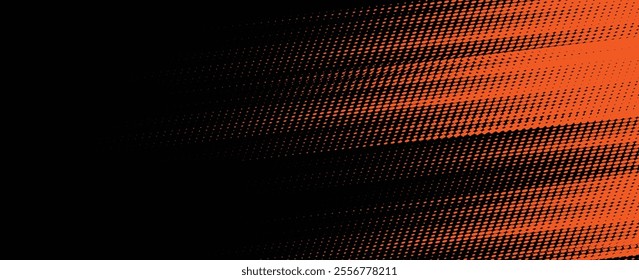 Halftone dots black and orange color pattern gradient grunge texture background. Dot pop art comic sport style vector illustration. grunge vector dots