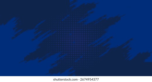 Fondo de textura de grunge de gradiente de patrón de color azul de puntos de semitono. Ilustración vectorial de estilo deportivo de cómic de arte pop de punto.